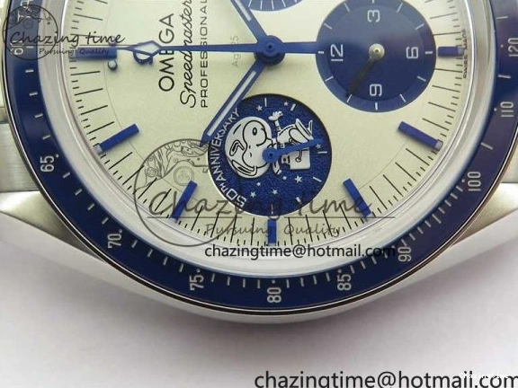 0416 Speedmaster SS Snoopy Apollo OMF Best Edition White Dial on SS Bracelet Venus EasyCare 7877